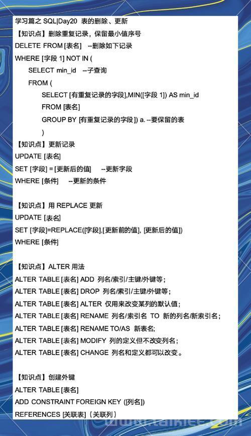 SQL Server掌握如何使用ALTER TABLE语句修改表结构，如添加列、删除列、修改列的数据类型和约束等。