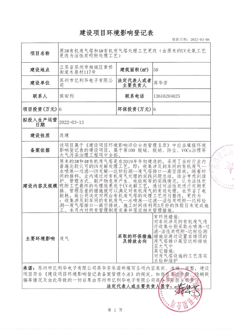 建设项目排污监测备案表