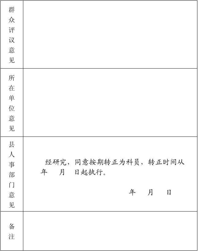 公务员转任登记备案表