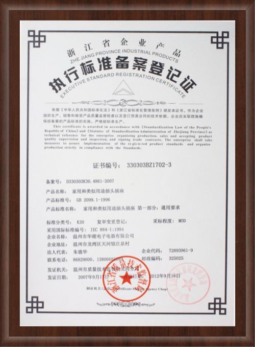 执行标准号是备案号吗