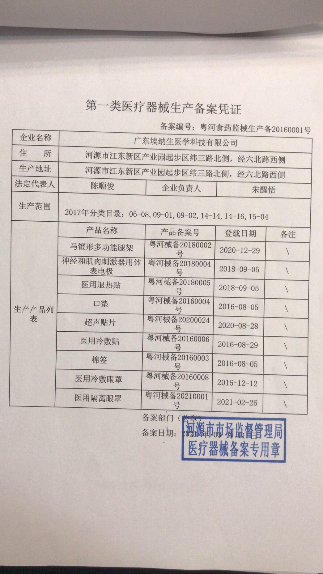 口罩有医疗器械生产备案号