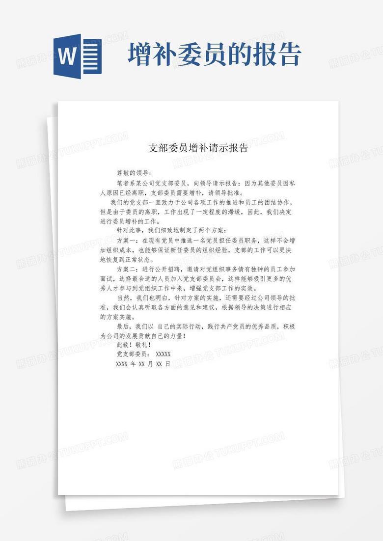 增选支部委员备案报告