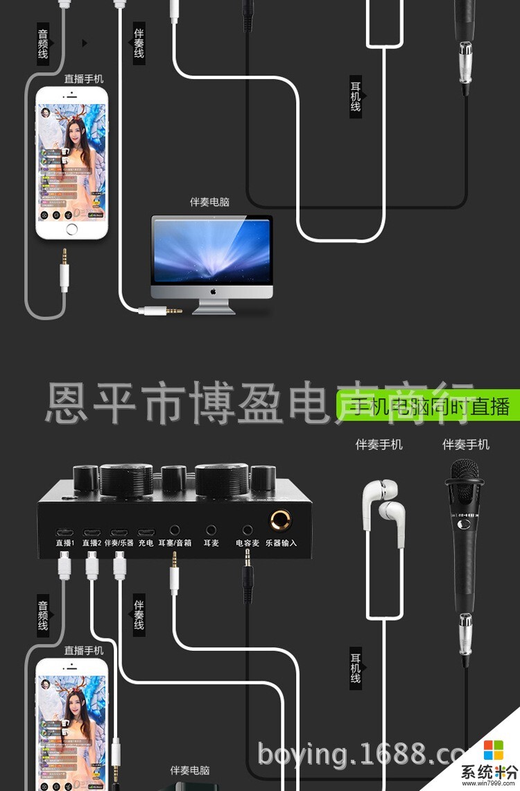 调音台与话筒主机连接