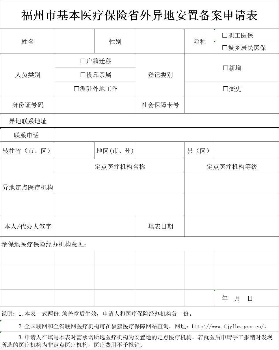福建单列门诊备案表