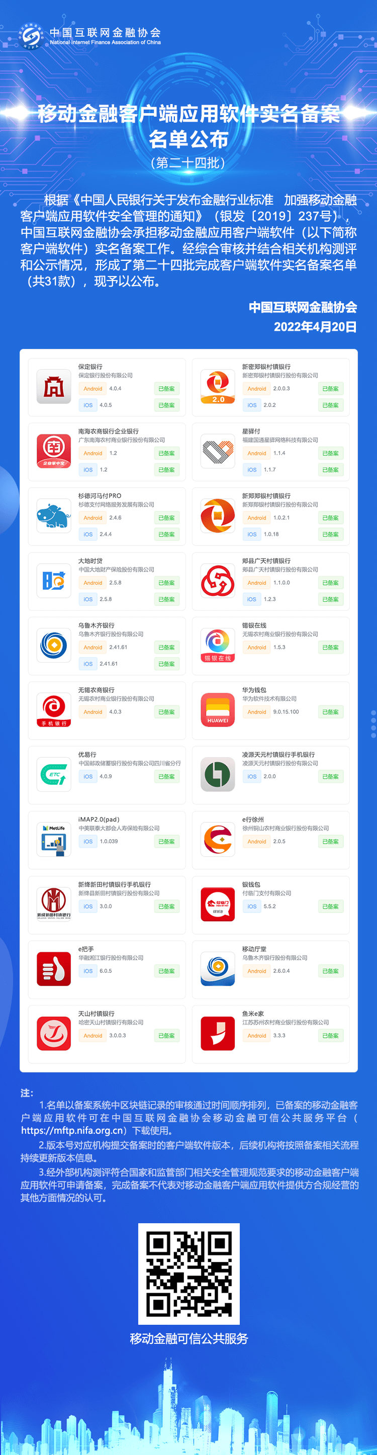 新一批移动金融app备案名单公示