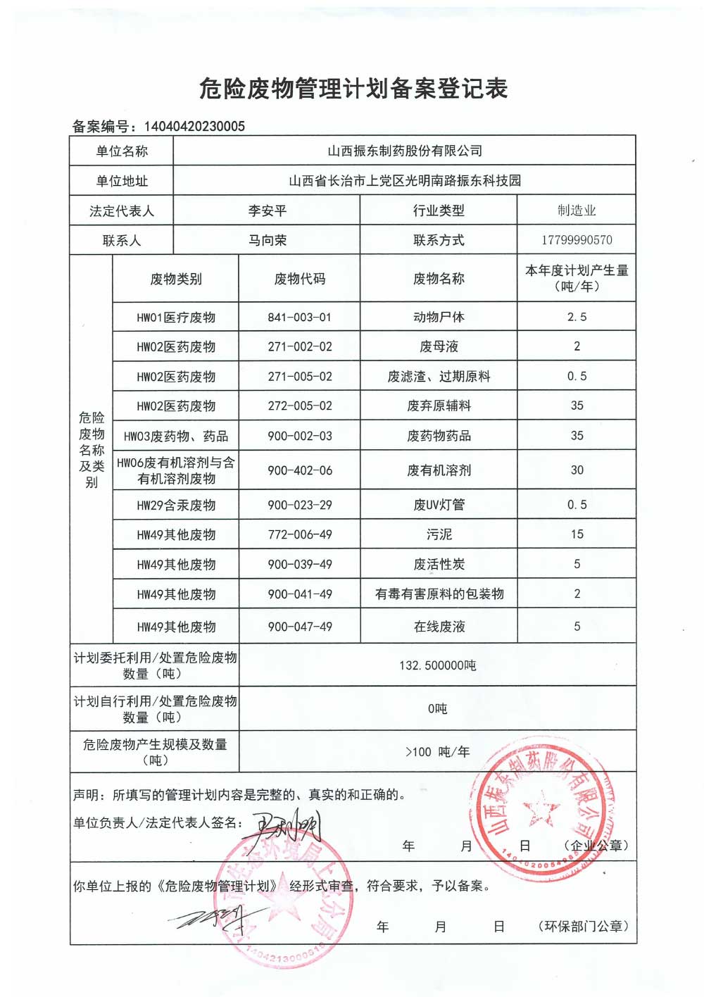 河北省危险废物管理计划备案流程