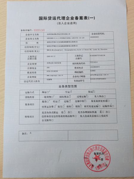 商务部的国际货运代理企业备案