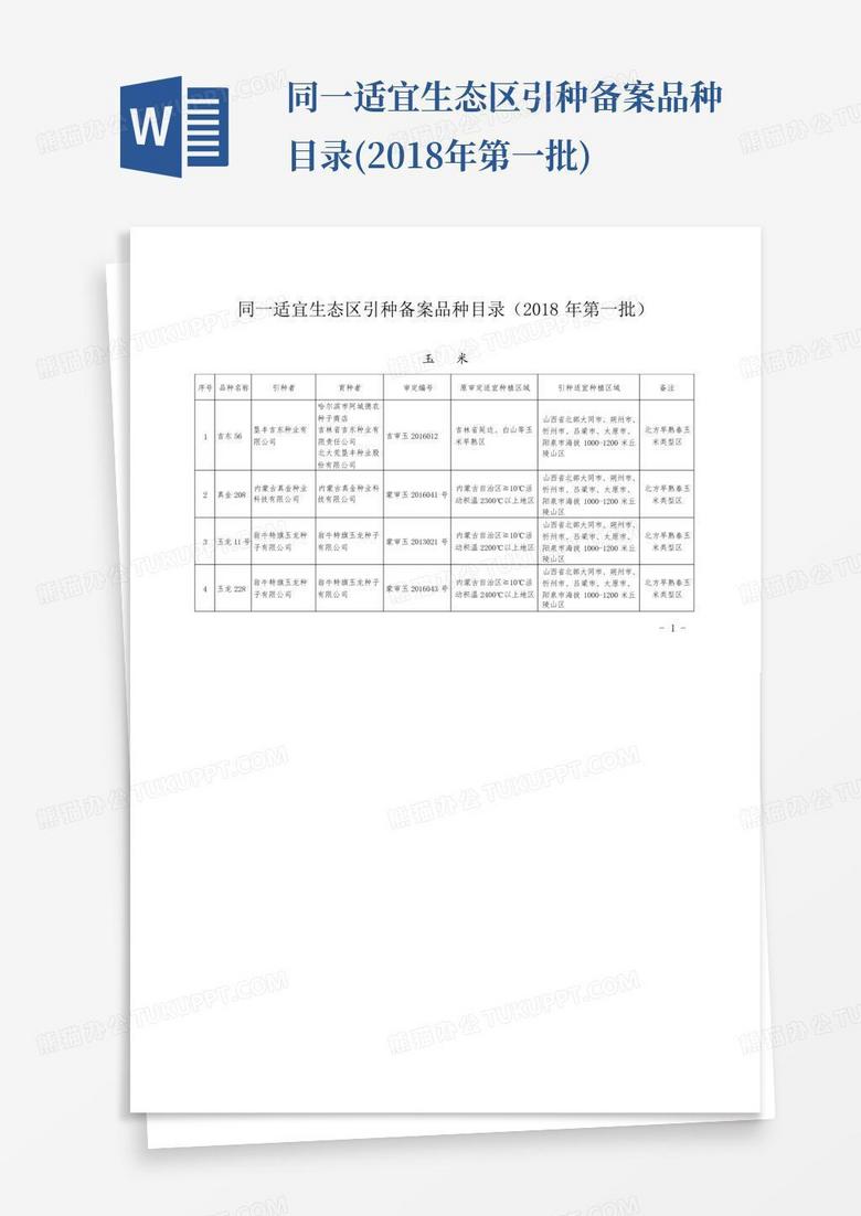 2018年安徽引种备案品种简介