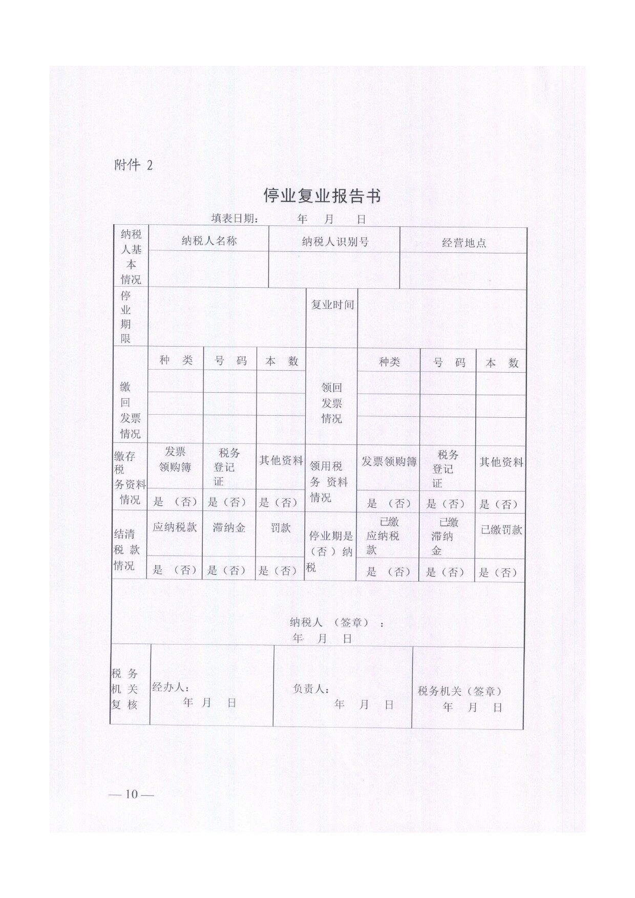 歇业备案需要提交什么材料