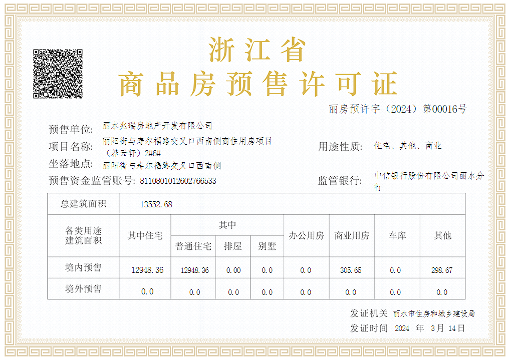 房屋预售网上备案证明